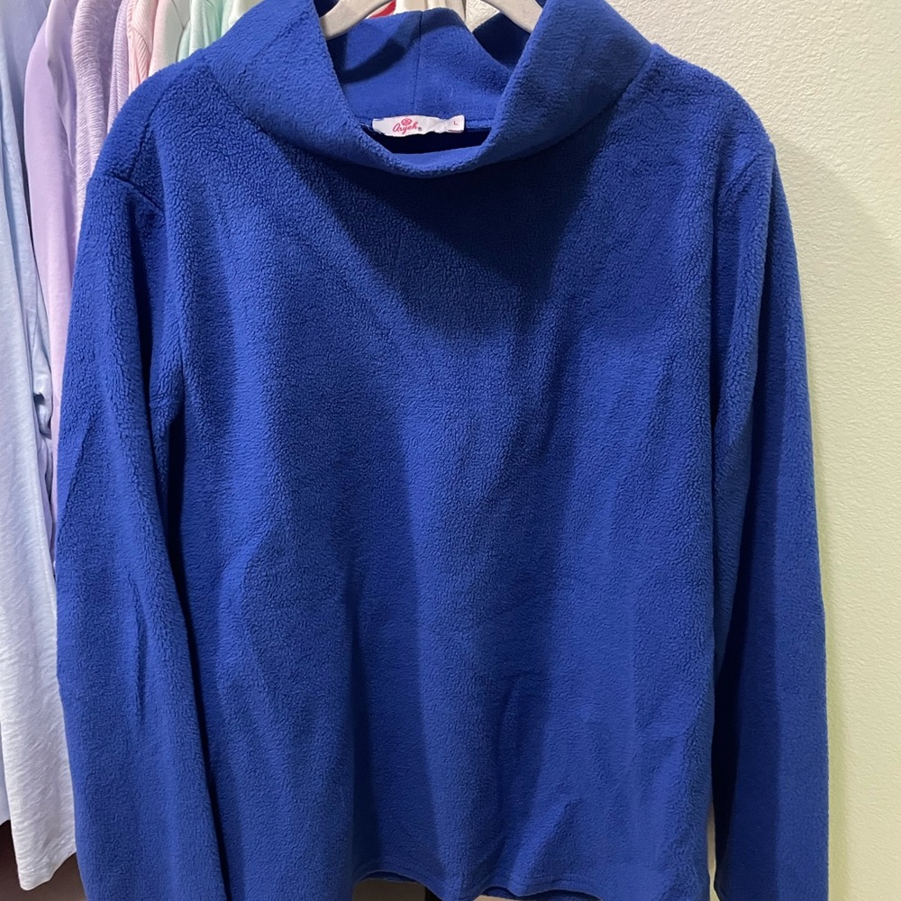 Aryeh Royal Blue Funnel Neck Pullover Sweater